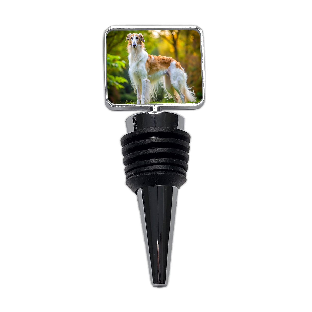 Borzoi Dog Photo Wine Bottle Stopper
