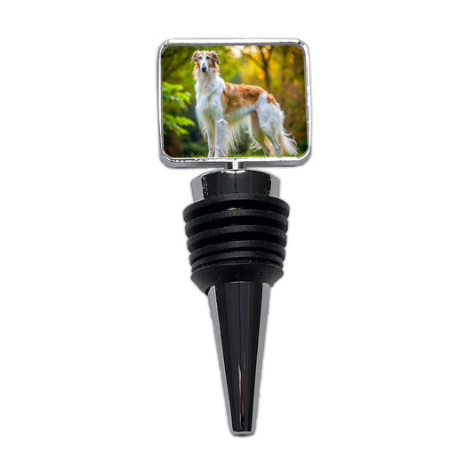 Borzoi Dog Photo Wine Bottle Stopper