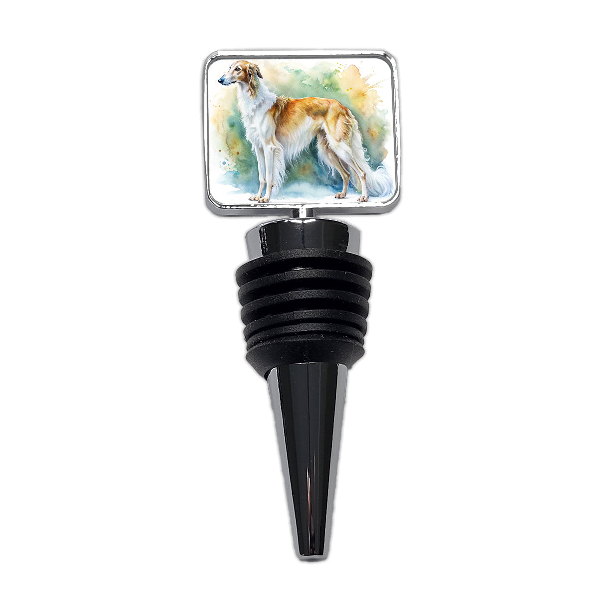 Borzoi Dog Watercolor Style Wine Bottle Stopper