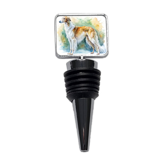 Borzoi Dog Watercolor Style Wine Bottle Stopper