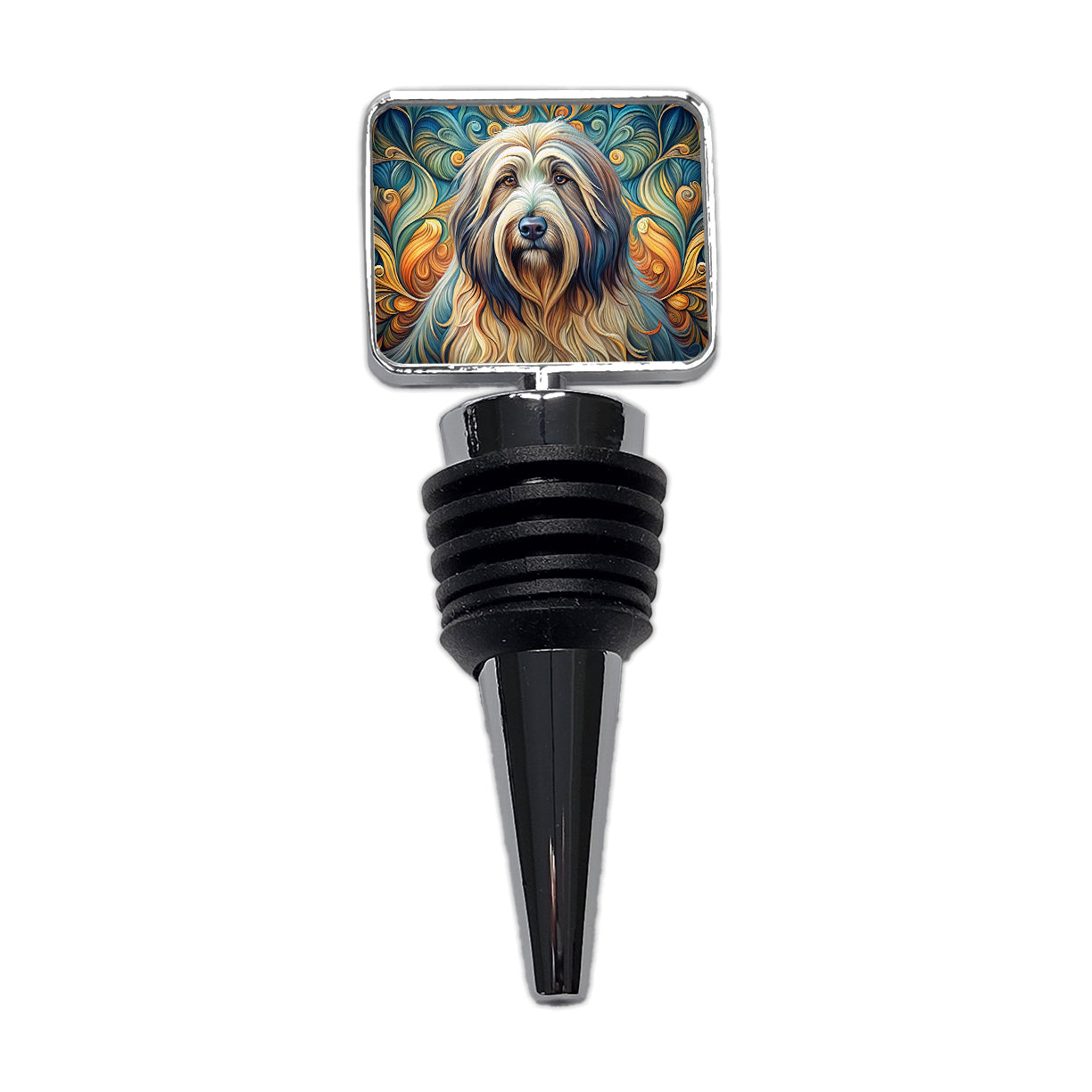 Briard Dog Art Nouveau Wine Bottle Stopper