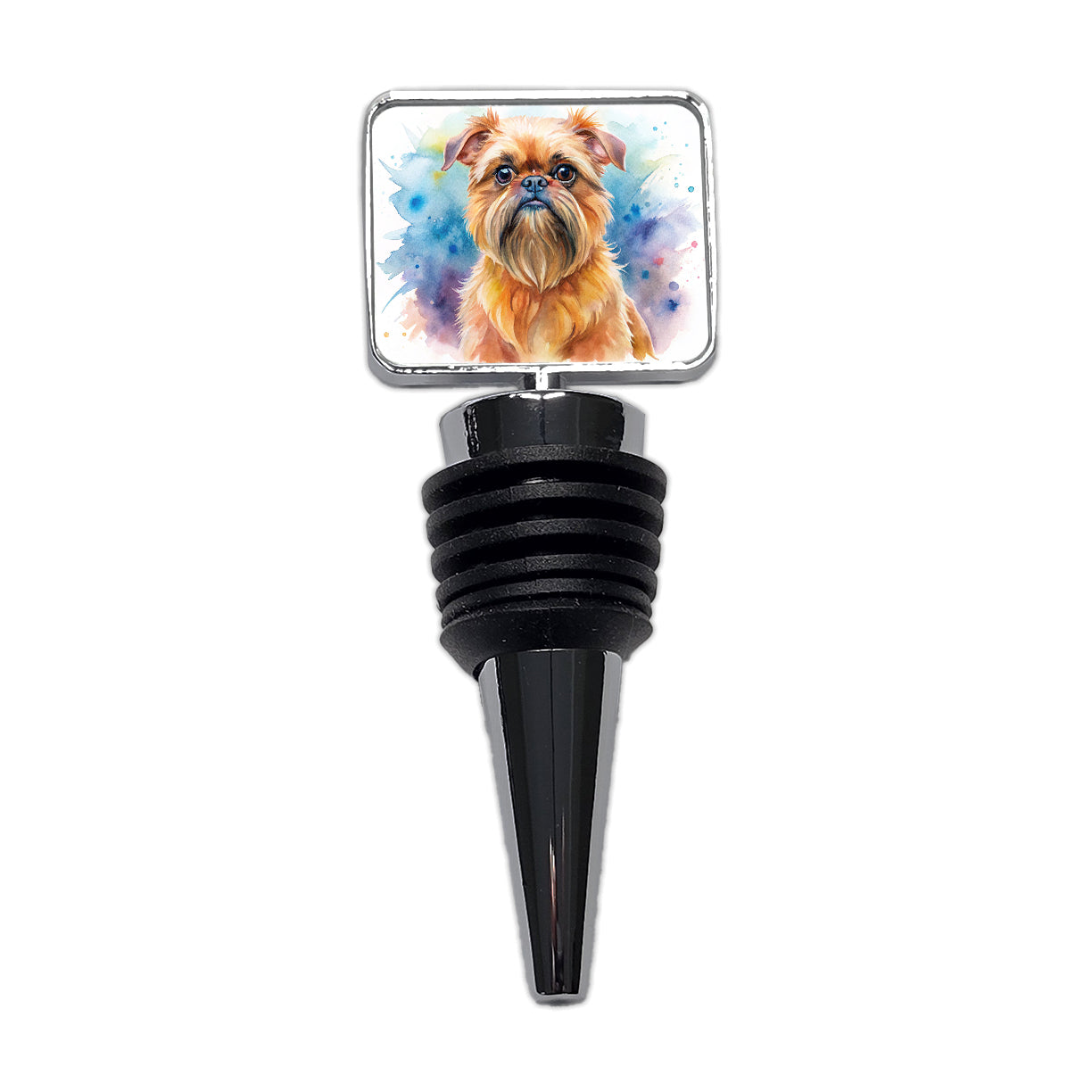 Brussels Griffon Dog Watercolor Style Wine Bottle Stopper