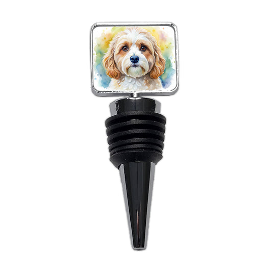 Cavachon Dog Watercolor Style Wine Bottle Stopper