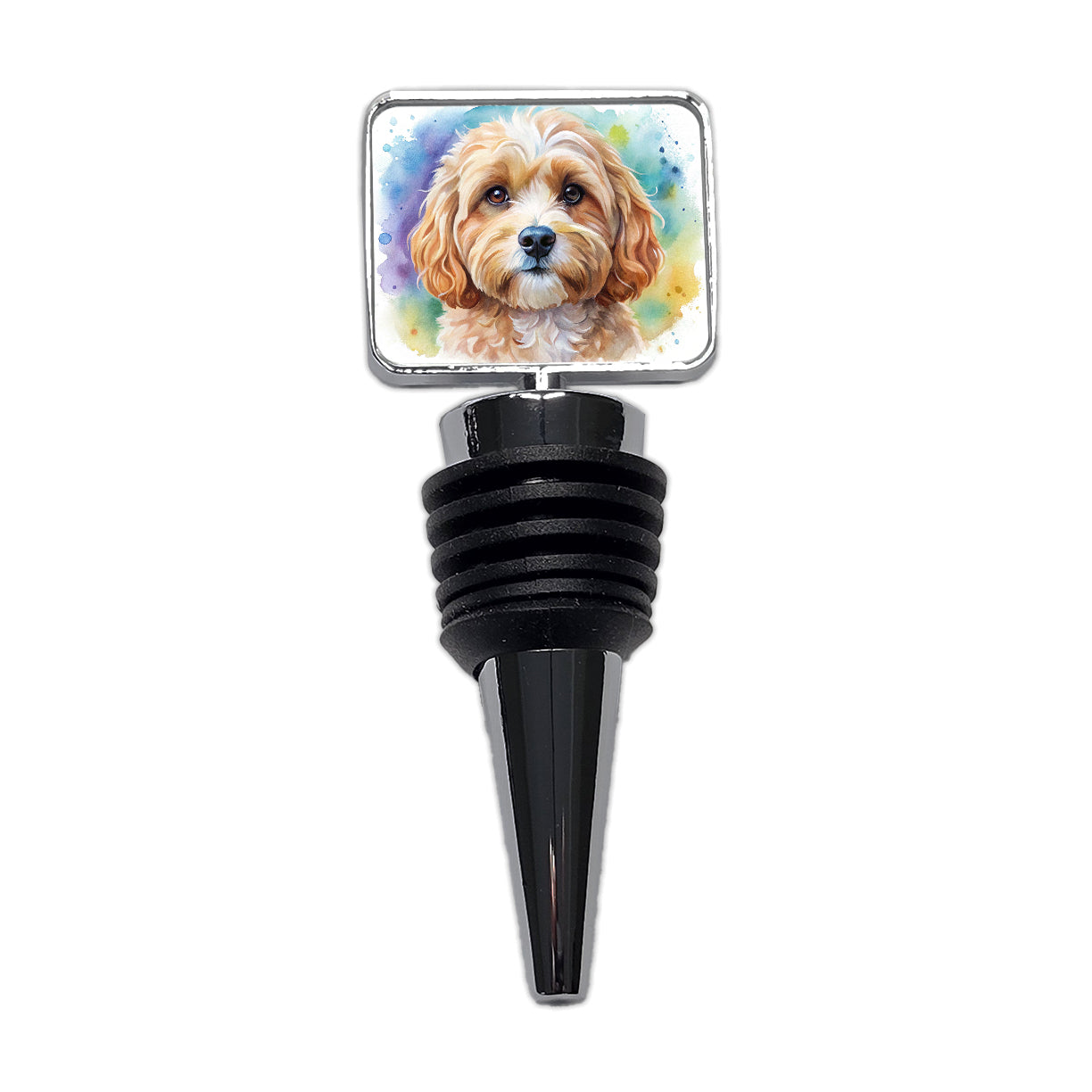 Cavapoo Dog Watercolor Style Wine Bottle Stopper
