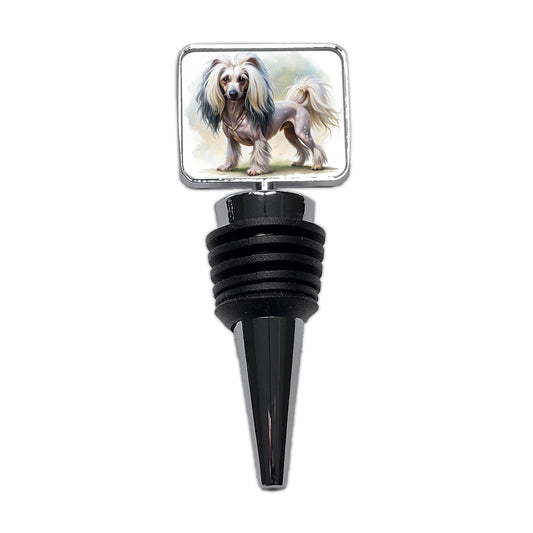 Chinese Crested Dog Illustration Wine Bottle Stopper
