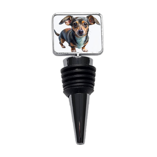 Chiweenie Dog Illustration Wine Bottle Stopper