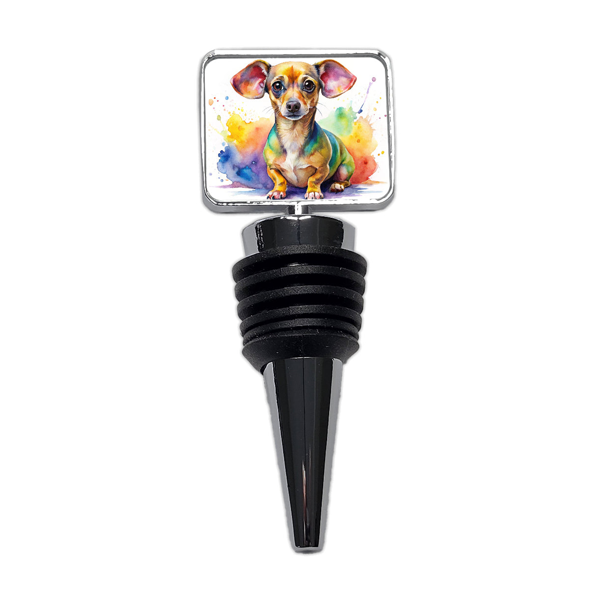 Chiweenie Dog Watercolor Style Wine Bottle Stopper