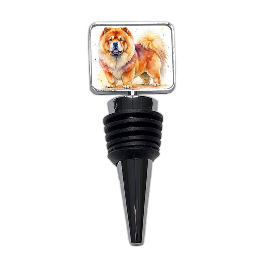 Chow Chow Dog Watercolor Style Wine Bottle Stopper