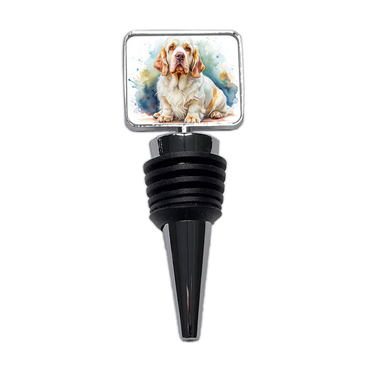 Clumber Spaniel Dog Watercolor Style Wine Bottle Stopper