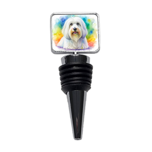 Coton De Tulear Dog Watercolor Style Wine Bottle Stopper