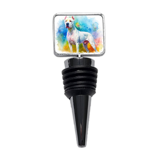 Dogo Argentino Dog Watercolor Style Wine Bottle Stopper