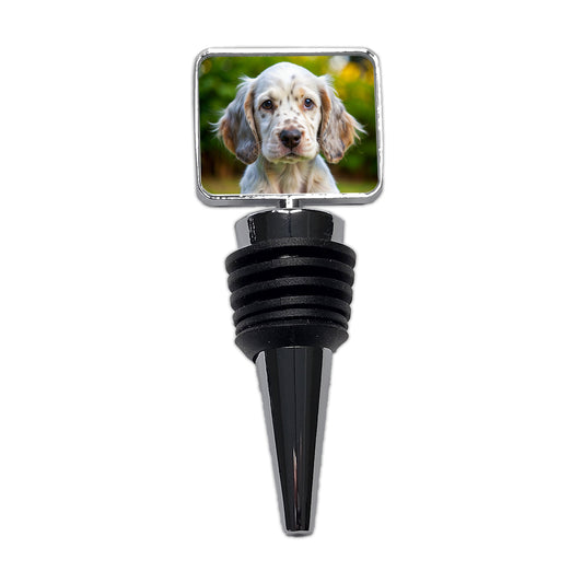 English Setter Dog Puppy Photo Wine Bottle Stopper