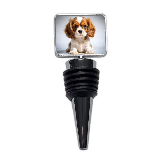 English Toy Spaniel Dog Puppy Photo Wine Bottle Stopper
