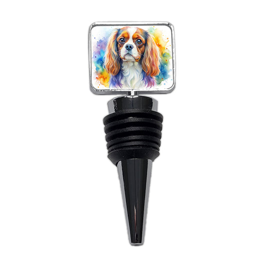 English Toy Spaniel Dog Watercolor Style Wine Bottle Stopper
