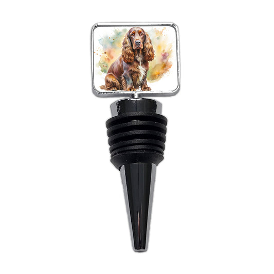 Field Spaniel Dog Watercolor Style Wine Bottle Stopper