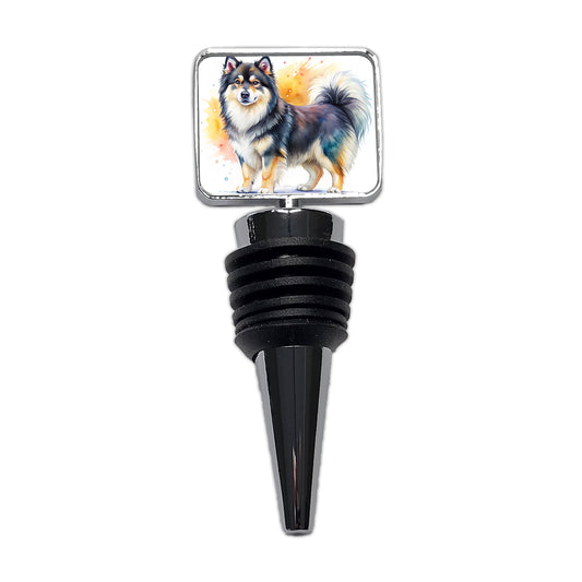 Finnish Lapphund Dog Watercolor Style Wine Bottle Stopper