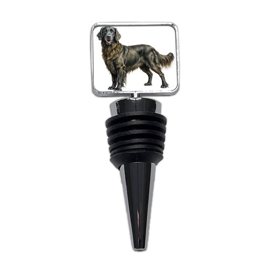 Flat Coated Retriever Dog Illustration Wine Bottle Stopper