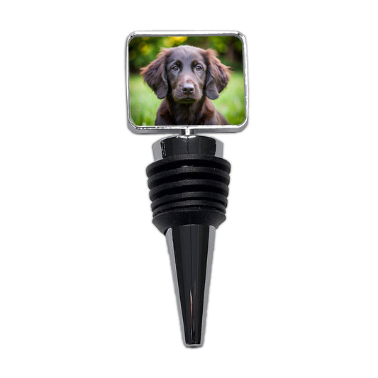 Flat Coated Retriever Dog Puppy Photo Wine Bottle Stopper