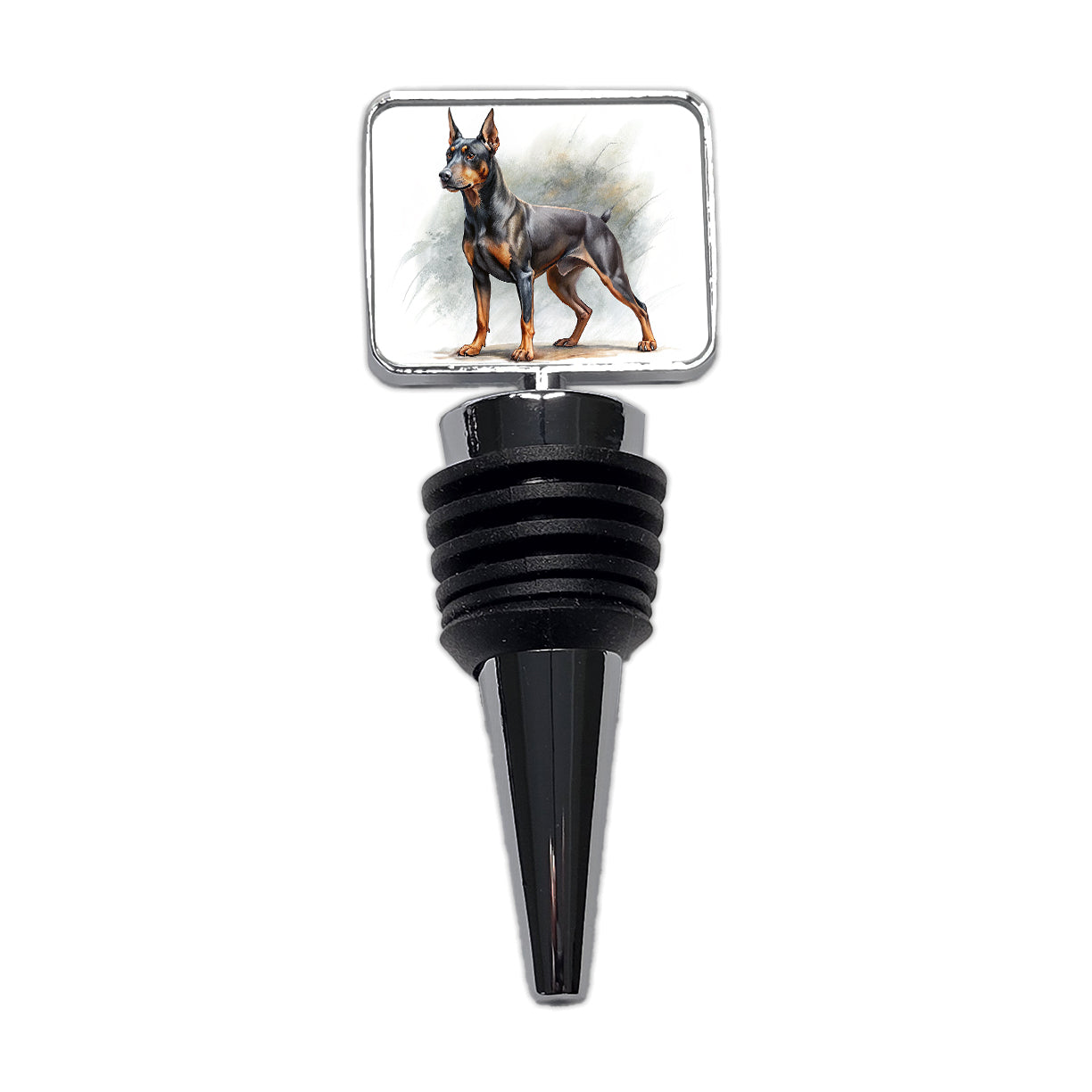 German Pinscher Dog Illustration Wine Bottle Stopper