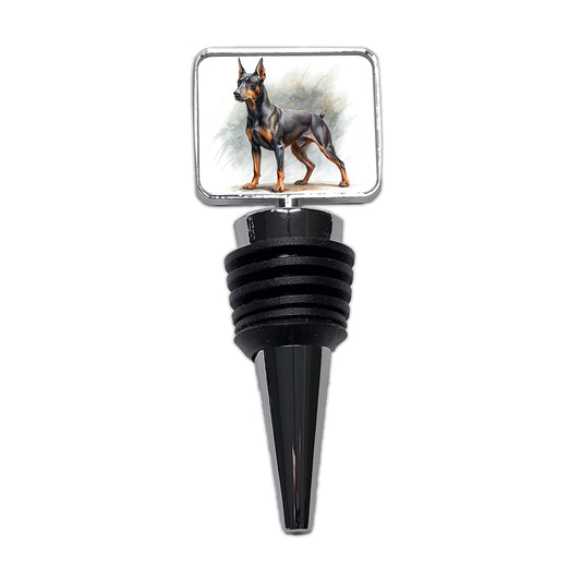 German Pinscher Dog Illustration Wine Bottle Stopper