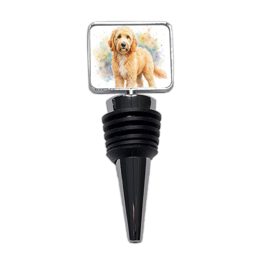 Goldendoodle Dog Watercolor Style Wine Bottle Stopper