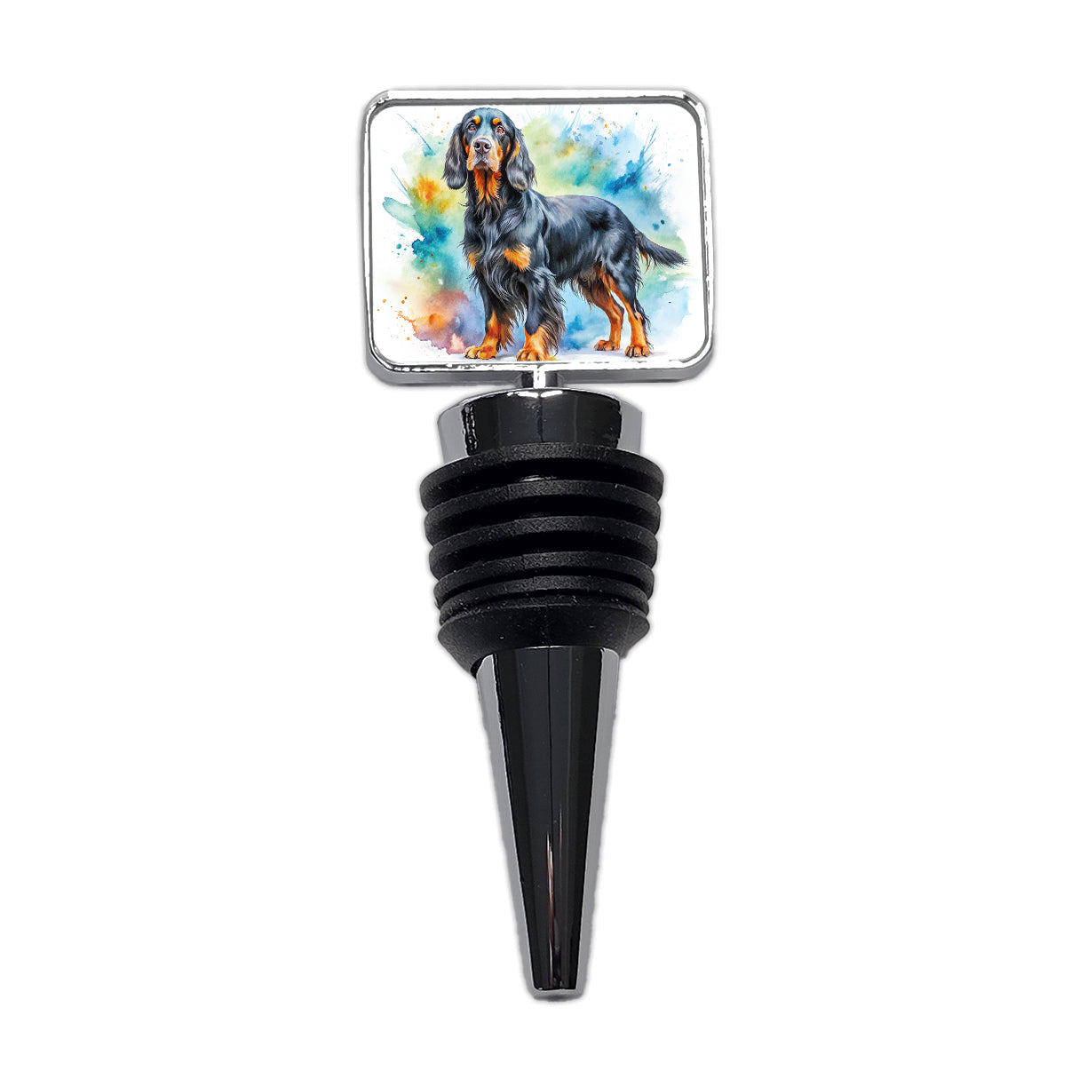 Gordon Setter Dog Watercolor Style Wine Bottle Stopper