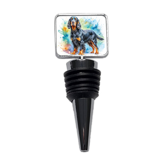 Gordon Setter Dog Watercolor Style Wine Bottle Stopper