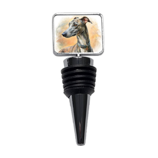 Greyhound Dog Illustration Wine Bottle Stopper