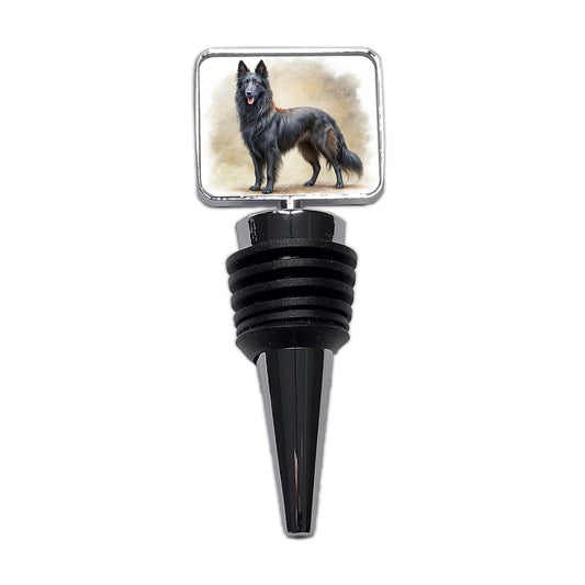 Groenendael Belgian Sheepdog Dog Illustration Wine Bottle Stopper