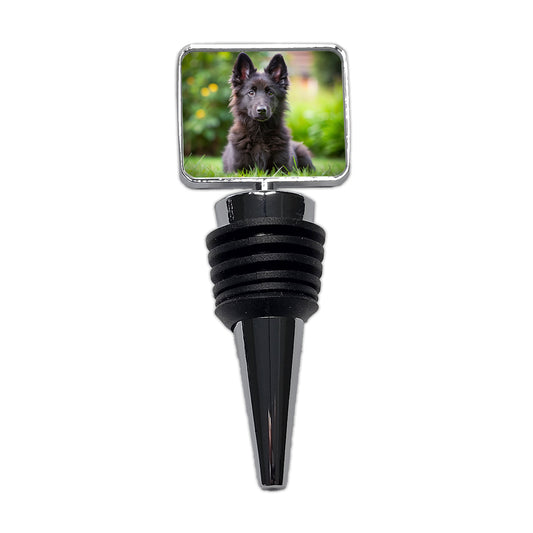 Groenendael Belgian Sheepdog Dog Puppy Photo Wine Bottle Stopper
