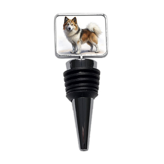 Icelandic Sheepdog Dog Illustration Wine Bottle Stopper