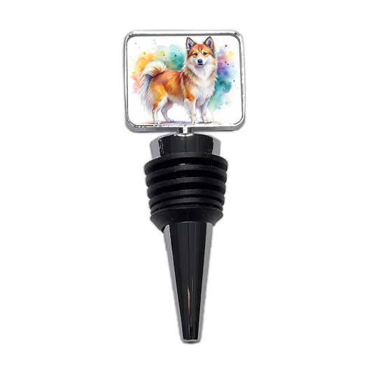 Icelandic Sheepdog Dog Watercolor Style Wine Bottle Stopper