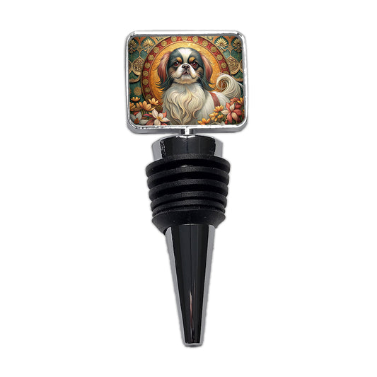 Japanese Chin Dog Art Nouveau Wine Bottle Stopper