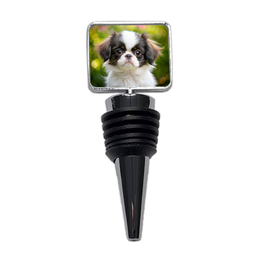 Japanese Chin Dog Puppy Photo Wine Bottle Stopper