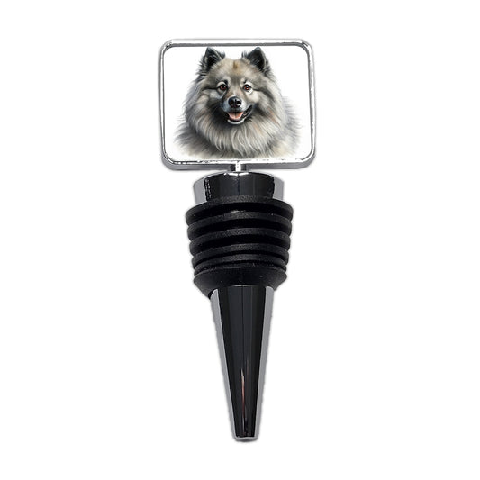 Keeshond Dog Illustration Wine Bottle Stopper