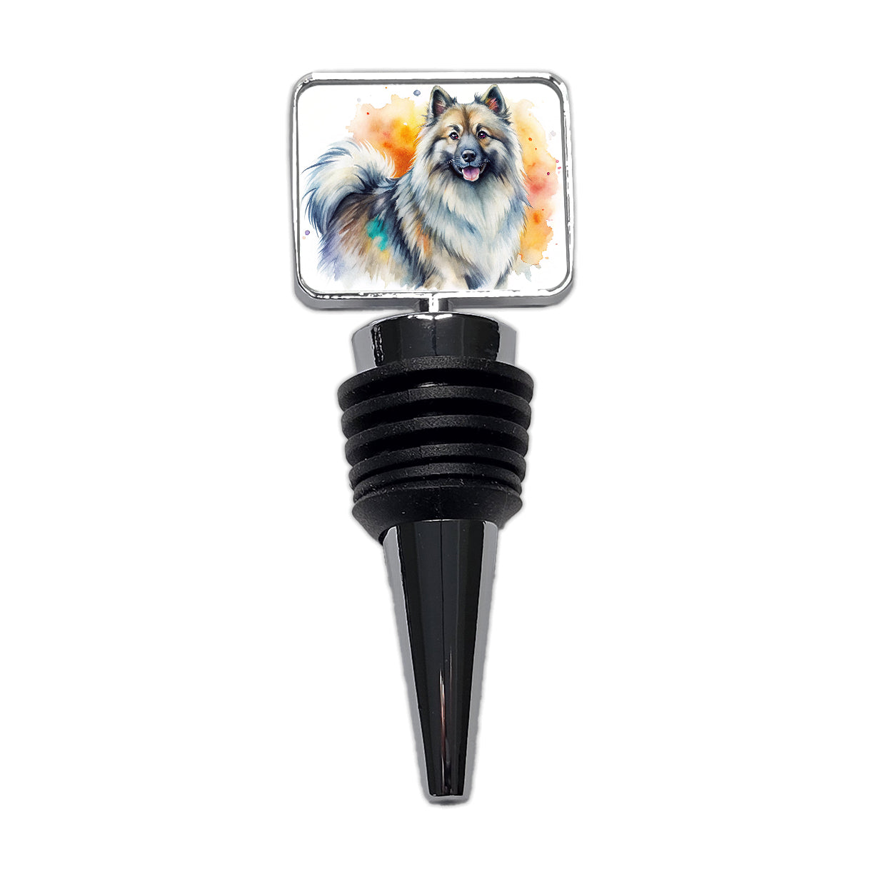 Keeshond Dog Watercolor Style Wine Bottle Stopper