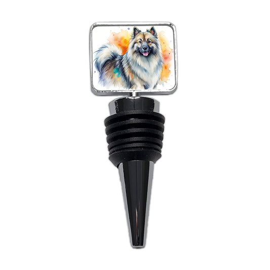 Keeshond Dog Watercolor Style Wine Bottle Stopper