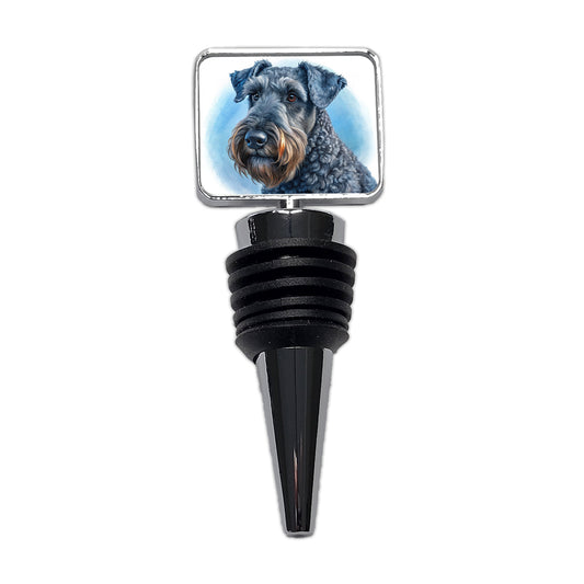 Kerry Blue Terrier Dog Illustration Wine Bottle Stopper