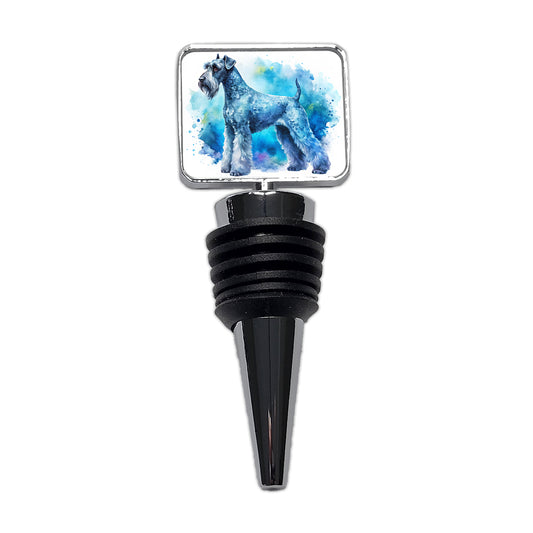 Kerry Blue Terrier Dog Watercolor Style Wine Bottle Stopper