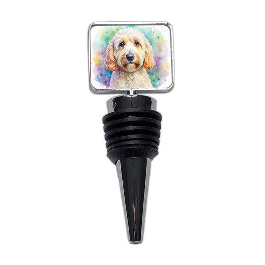 Labradoodle Dog Watercolor Style Wine Bottle Stopper