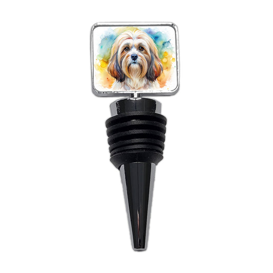 Lhasa Apso Dog Watercolor Style Wine Bottle Stopper