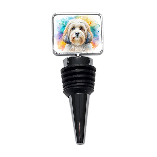 Lowchen Little Lion Dog Watercolor Style Wine Bottle Stopper