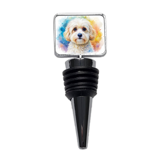 Maltipoo Dog Watercolor Style Wine Bottle Stopper