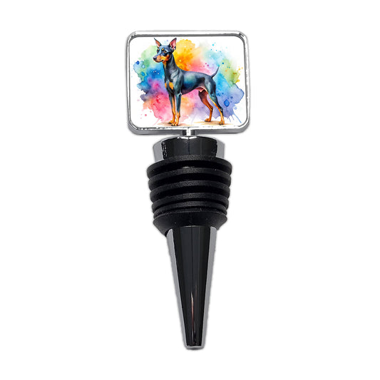 Manchester Terrier Dog Watercolor Style Wine Bottle Stopper