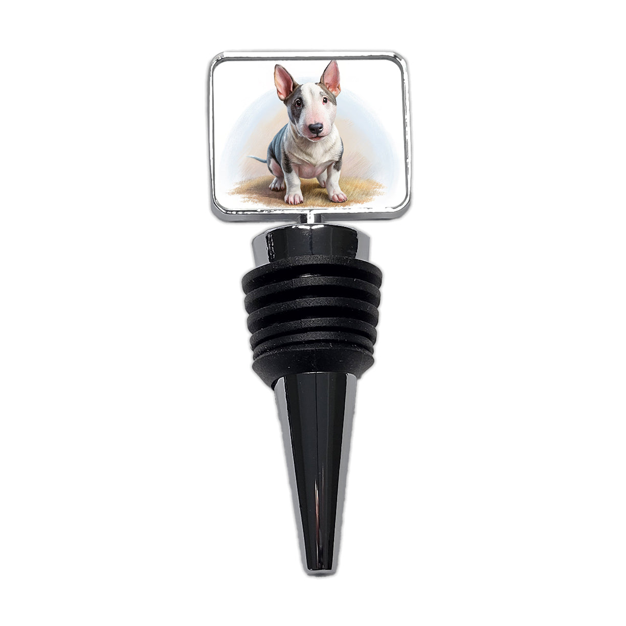 Miniature Bull Terrier Dog Illustration Wine Bottle Stopper