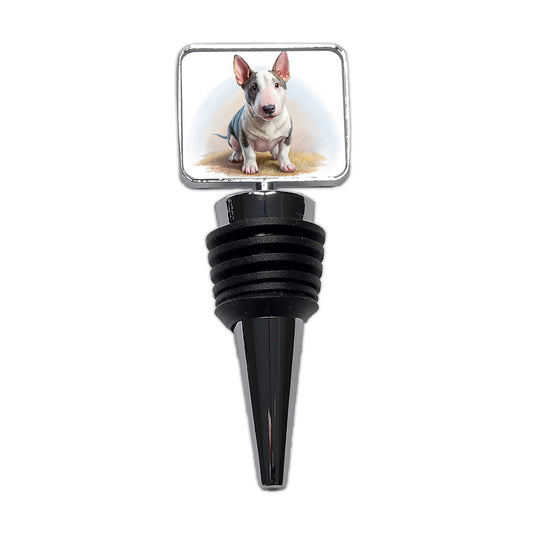 Miniature Bull Terrier Dog Illustration Wine Bottle Stopper