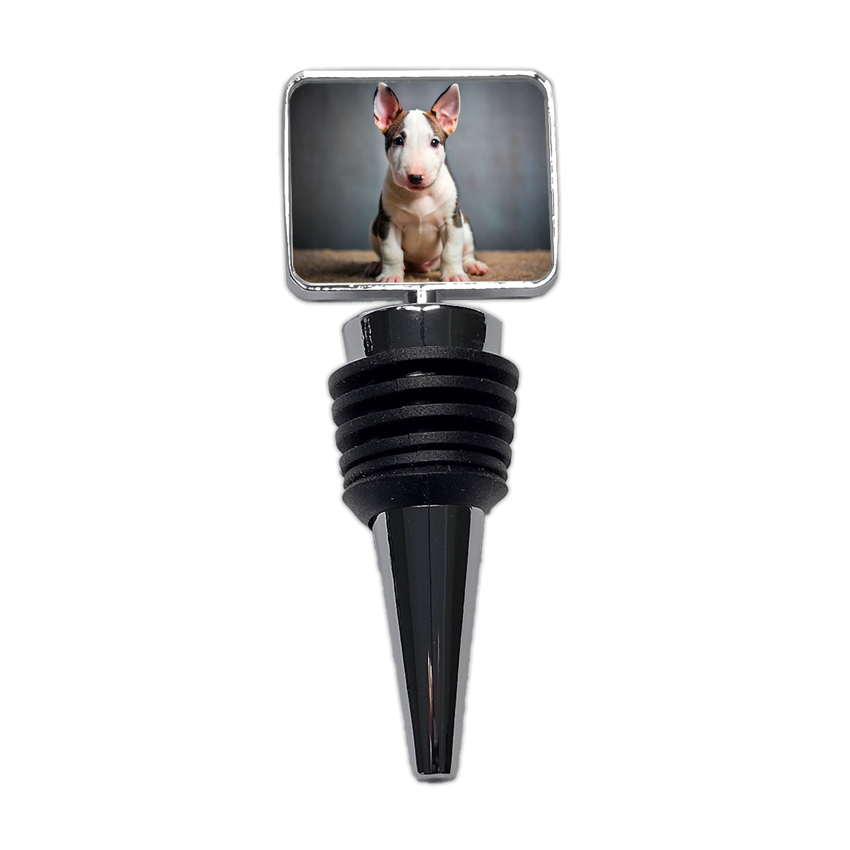 Miniature Bull Terrier Dog Puppy Photo Wine Bottle Stopper
