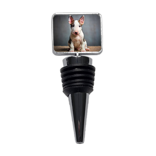 Miniature Bull Terrier Dog Puppy Photo Wine Bottle Stopper