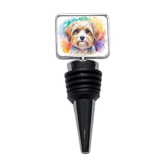 Morkie Dog Watercolor Style Wine Bottle Stopper