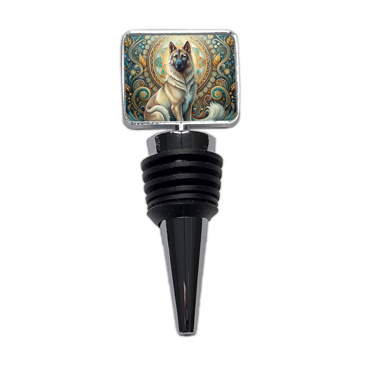 Norwegian Elkhound Dog Art Nouveau Wine Bottle Stopper